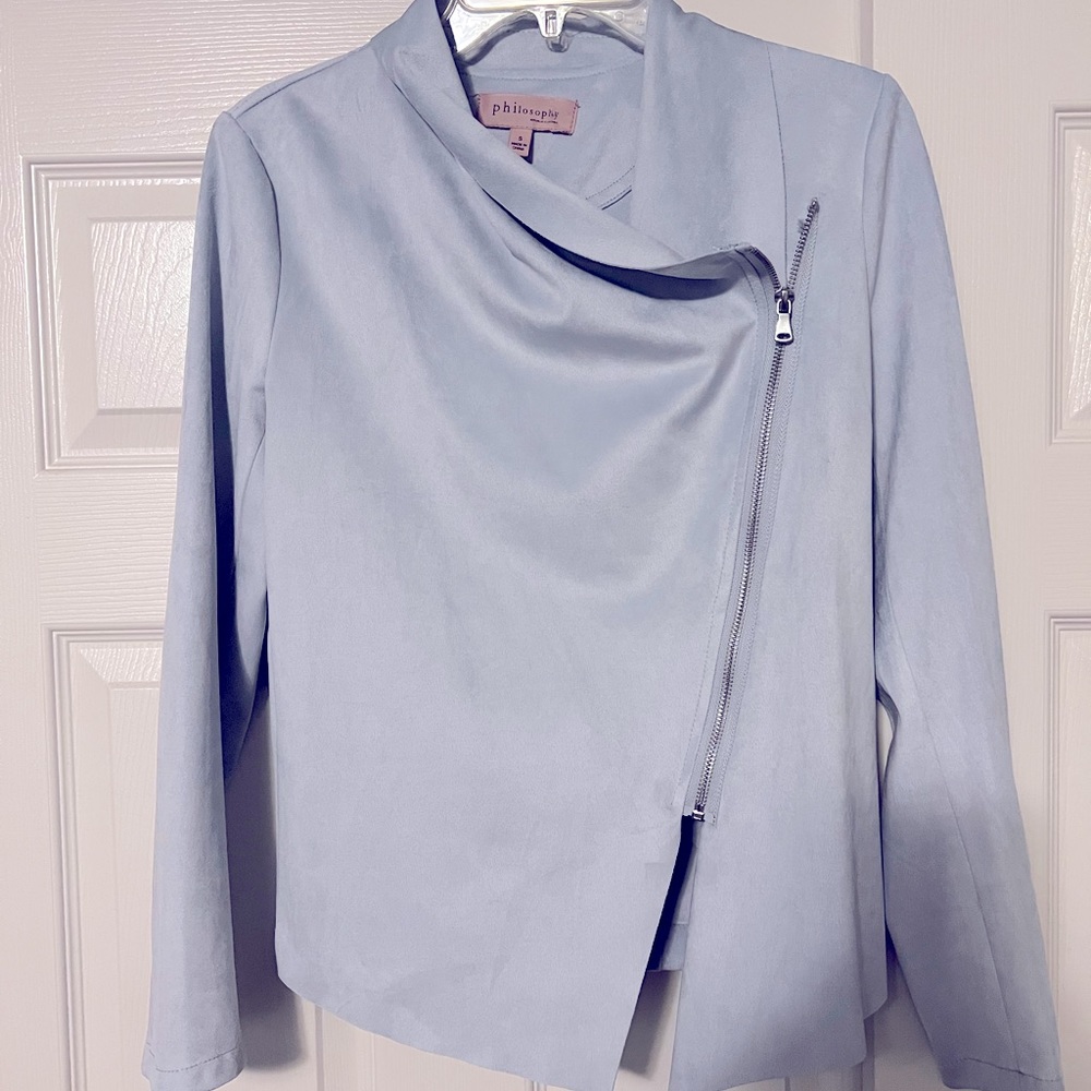 Philosophy faux suede zip up jacket size small